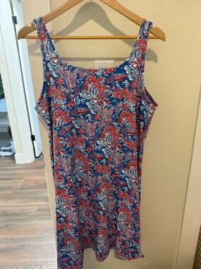 Columbia Blue, Red & White Tropical Print dress